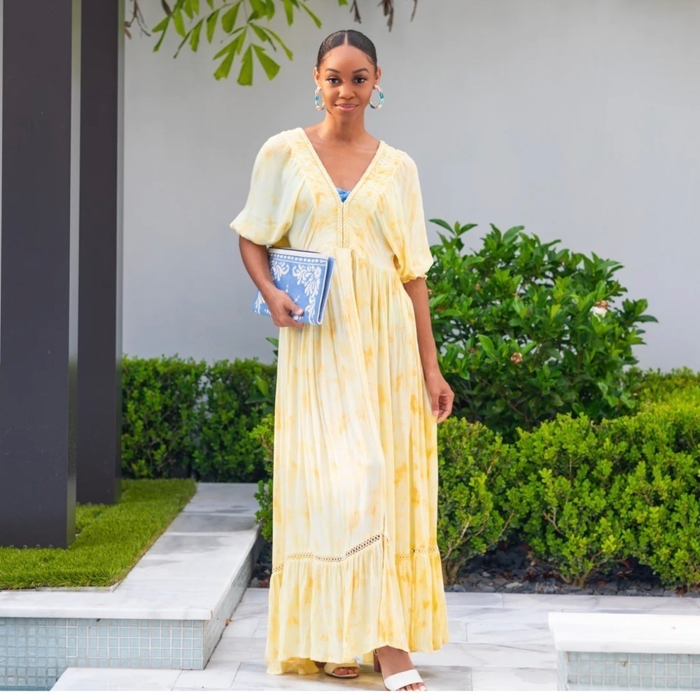 WKND WYFR Birdie Yellow Maxi Dress